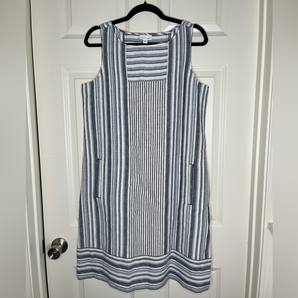 J Jill Love Linen Summer Striped Shift Dress